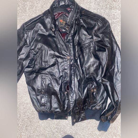 Reed Sportswear Other - Vintage Reed Sportswear Black Leather Bomber Flight Aviator Jacket Mens Size 42